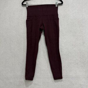 Athleta Pants Womens XSP Burgundy Salutation Stash Pocket II 7/8 Tight Leggings
